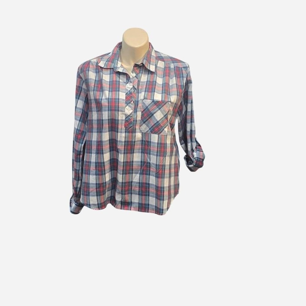 WOMENS TRUE VINTAGE 70'S PLAID BUTTON UP SIZE 16